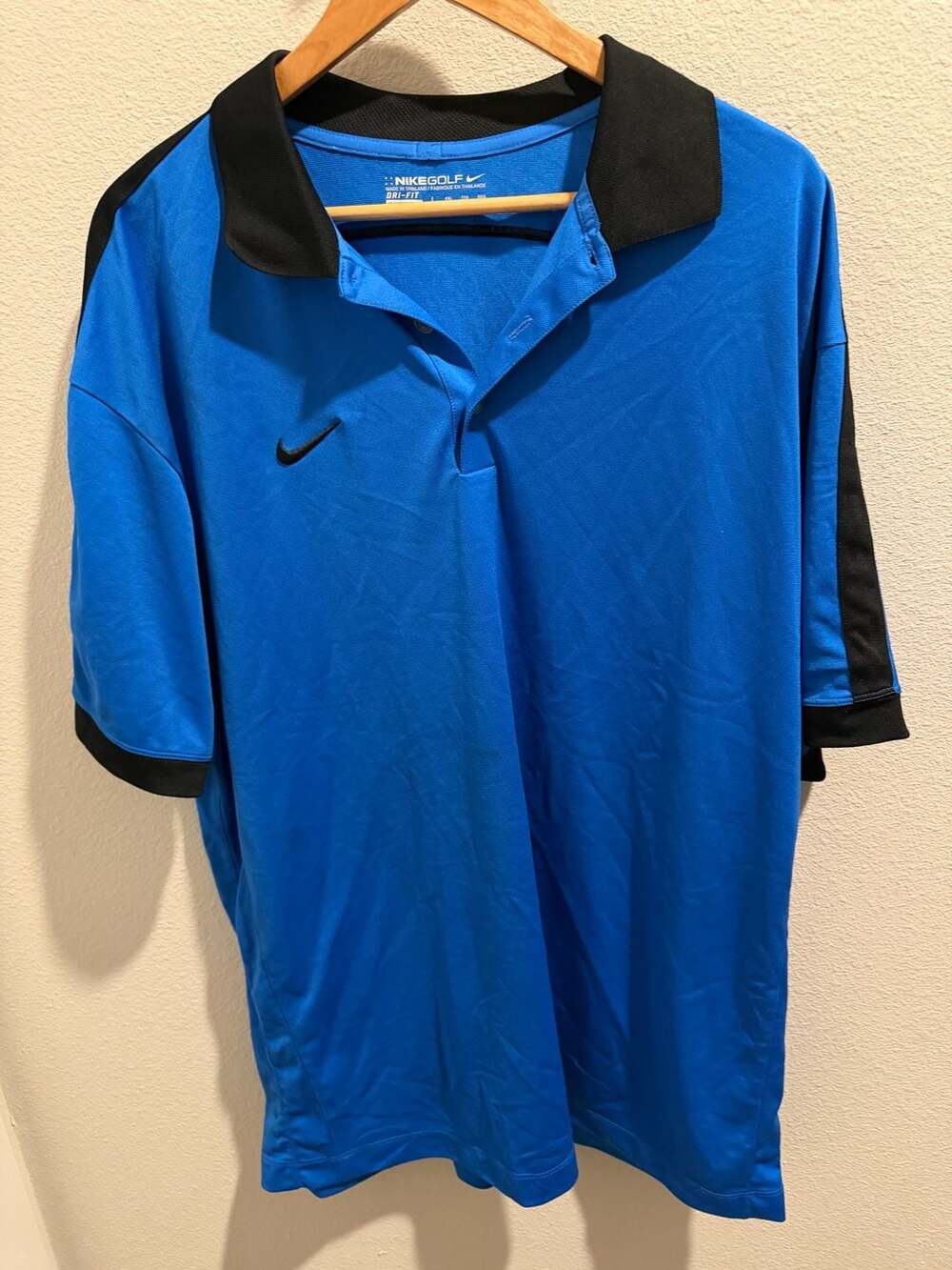 Nike Golf Dri-FIT Polo Shirt Mens XXL Blue Black Short Sleeve‎ Performance Top